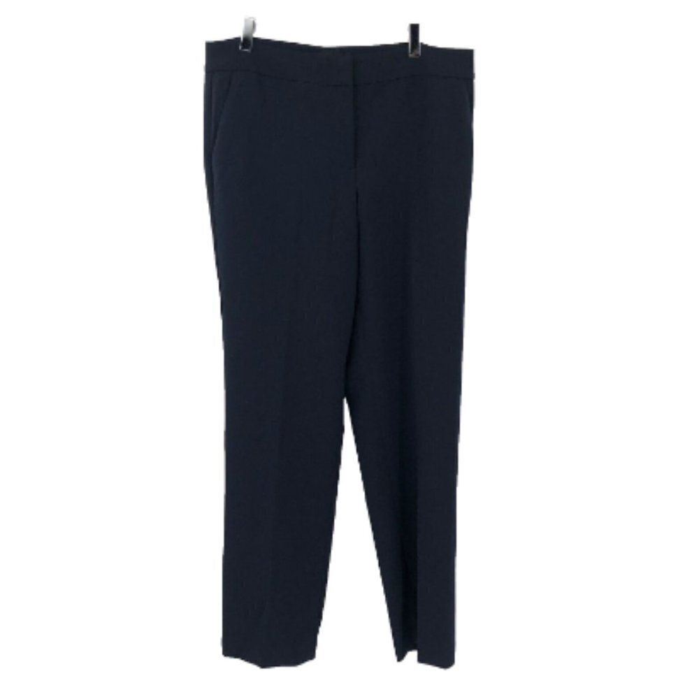 TALBOTS Navy Blue Ankle Pant Lined Silky Pockets 8 Stretch Dressy Career Work
